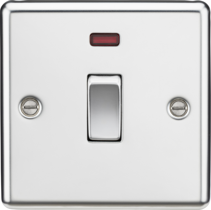 Knightsbridge MLA CL834NPC 20A 1G DP Switch with Neon - Rounded Edge Polished Chrome