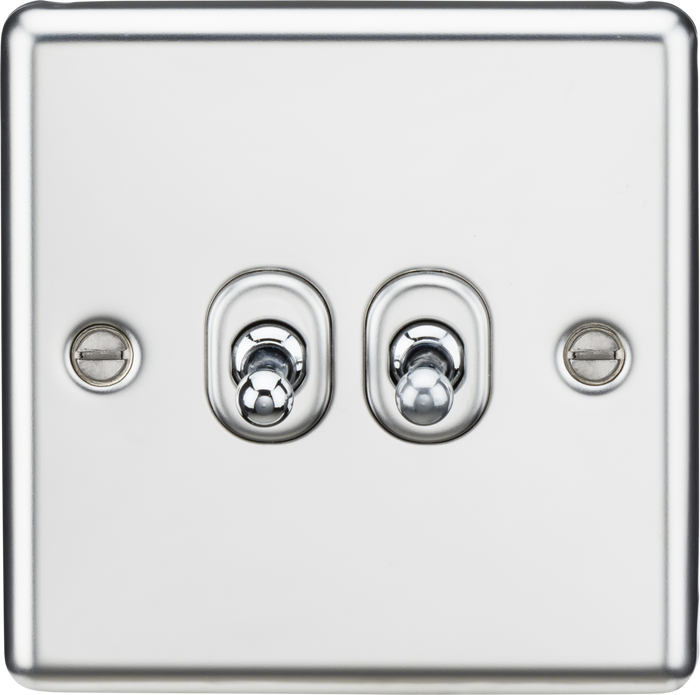 Knightsbridge MLA CLTOG2PC 10AX 2G 2 Way Toggle Switch - Rounded Polished Chrome Finish