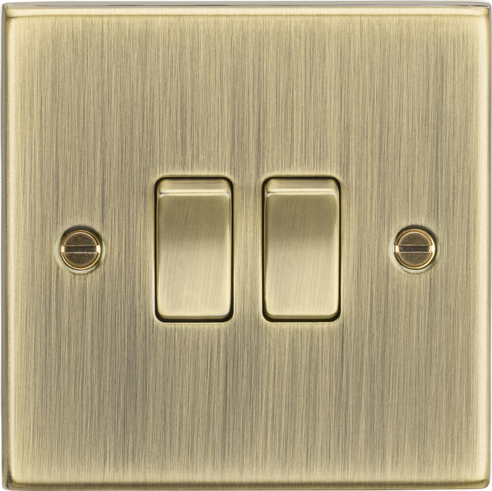 Knightsbridge MLA CS3AB 10AX 2G 2 Way Plate Switch - Square Edge Antique Brass