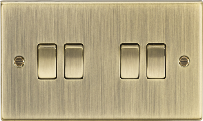 Knightsbridge MLA CS41AB 10AX 4G 2 Way Plate Switch - Square Edge Antique Brass