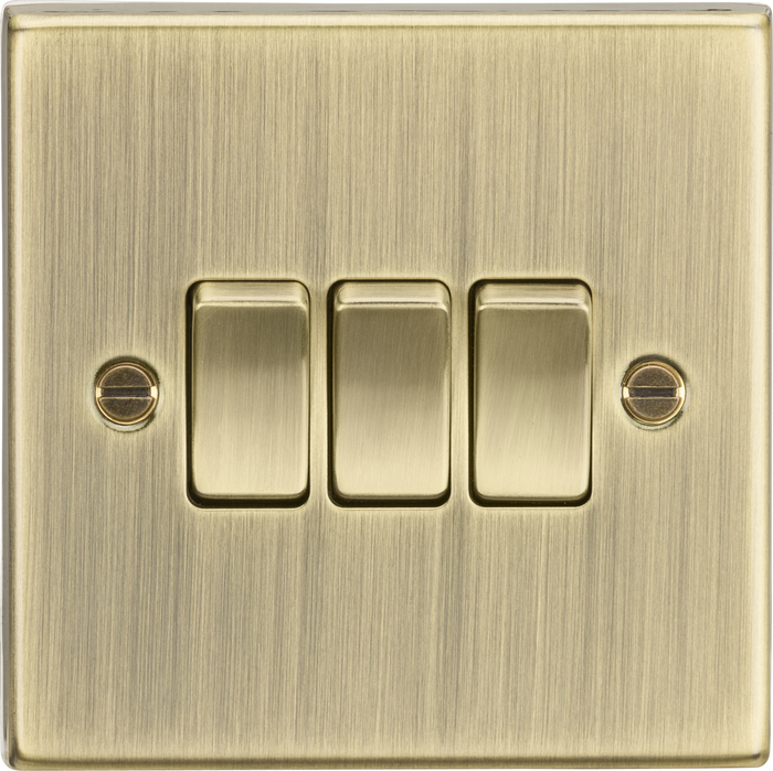 Knightsbridge MLA CS4AB 10AX 3G 2 Way Plate Switch - Square Edge Antique Brass