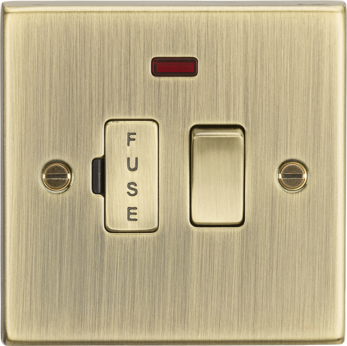 Knightsbridge MLA CS63NAB 13A Switched Fused Spur Unit with Neon - Square Edge Antique Brass
