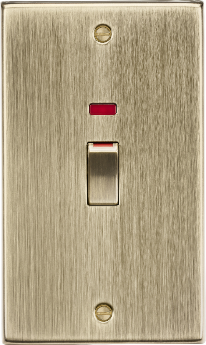 Knightsbridge MLA CS82MNAB 45A 2G DP switch with neon - antique brass