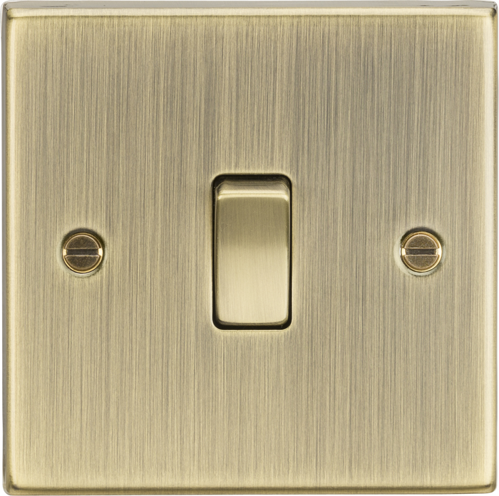 Knightsbridge MLA CS834AB 20A 1G DP Switch - Square Edge Antique Brass
