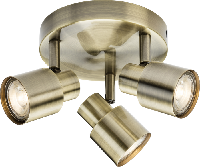 Knightsbridge MLA CSP2AB 230V GU10 Triple Spotlight - Antique Brass