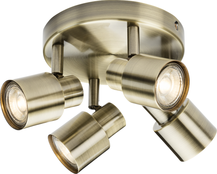 Knightsbridge MLA CSP3AB 230V GU10 Quad Spotlight - Antique Brass
