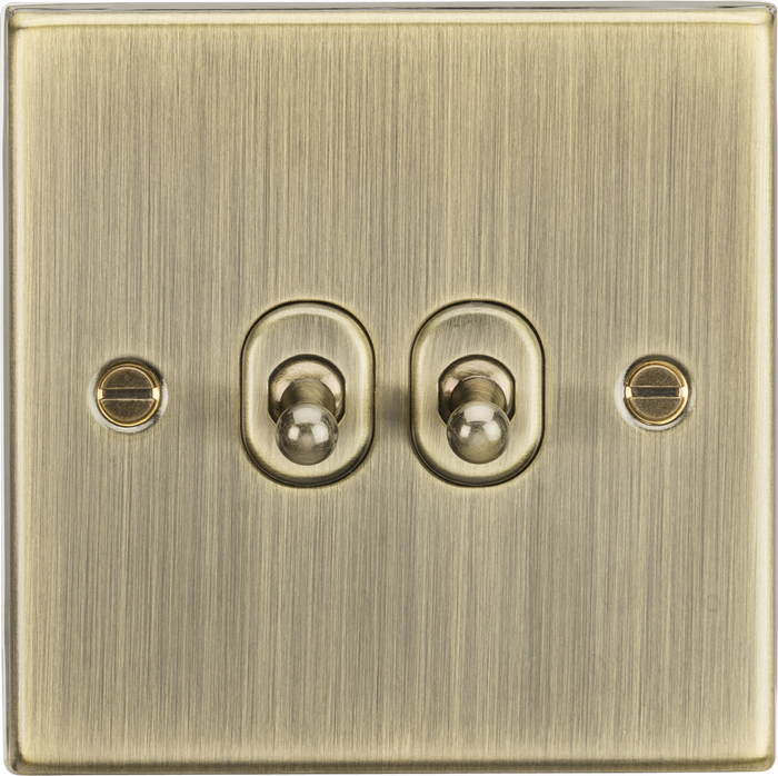 Knightsbridge MLA CSTOG2AB 10AX 2G 2 Way Toggle Switch - Square Edge Antique Brass