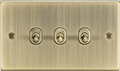 Knightsbridge MLA CSTOG3AB 10AX 3G 2 Way Toggle Switch - Square Edge Antique Brass