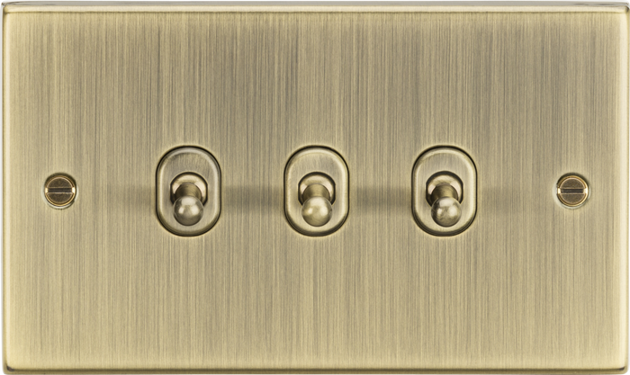 Knightsbridge MLA CSTOG3AB 10AX 3G 2 Way Toggle Switch - Square Edge Antique Brass