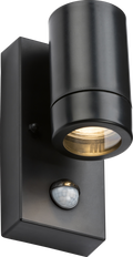 Knightsbridge MLA EAPIR1BK EAMON - 230V IP44 GU10 Polycarbonate Single wall light with PIR - Black