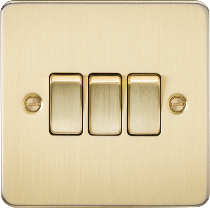 Knightsbridge MLA FP4000BB Flat Plate 10AX 3G 2-way switch - brushed brass