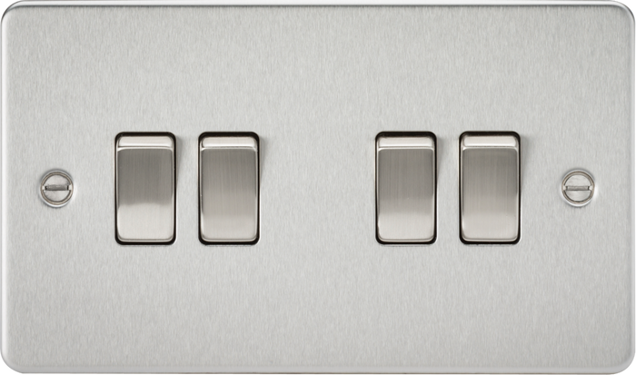Knightsbridge MLA FP4100BC Flat plate 10AX 4G 2-way switch - brushed chrome