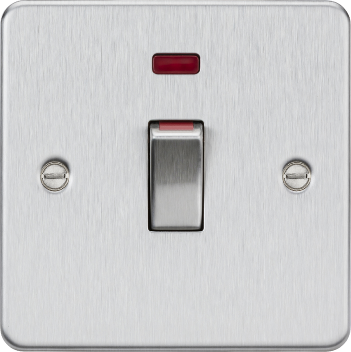 Knightsbridge MLA FP81MNBC 45A 1G DP Switch with neon - brushed chrome