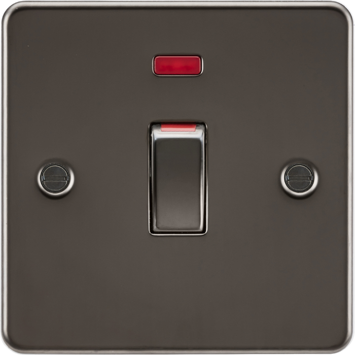Knightsbridge MLA FP81MNGM 45A 1G DP Switch with neon - gunmetal
