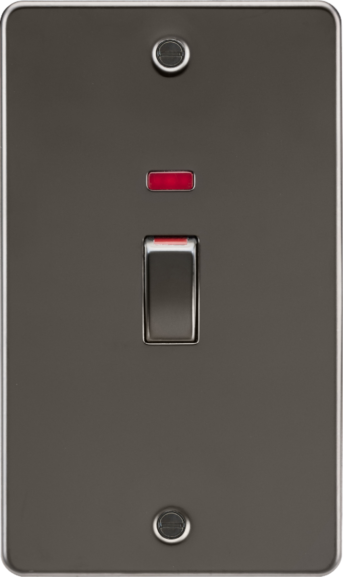 Knightsbridge MLA FP82MNGM 45A 2G DP Switch with neon - gunmetal