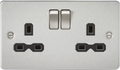 Knightsbridge MLA FPR9000BC Flat plate 13A 2G DP switched socket - brushed chrome with black insert