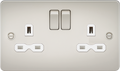 Knightsbridge MLA FPR9000PLW Flat plate 13A 2G DP switched socket - pearl with white insert