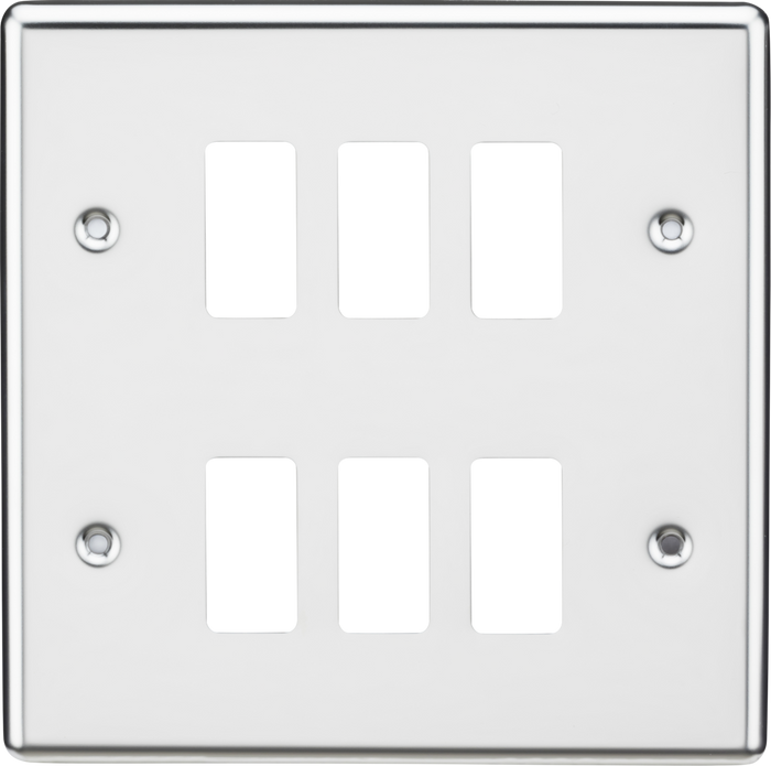 Knightsbridge MLA GDCL6PC 6G Grid Faceplate - Rounded Edge Polished Chrome
