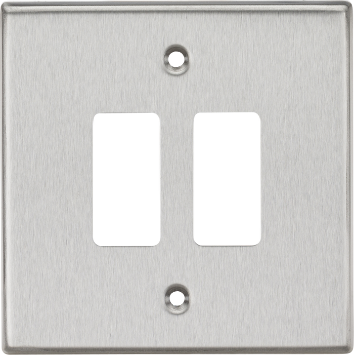Knightsbridge MLA GDCS2BC 2G Grid Faceplate - Square Edge Brushed Chrome