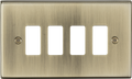 Knightsbridge MLA GDCS4AB 4G grid faceplate - antique brass