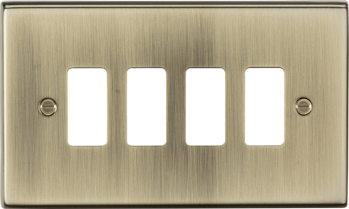 Knightsbridge MLA GDCS4AB 4G grid faceplate - antique brass