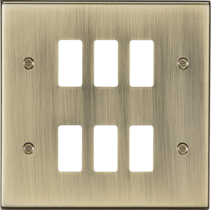 Knightsbridge MLA GDCS6AB 6G grid faceplate - antique brass