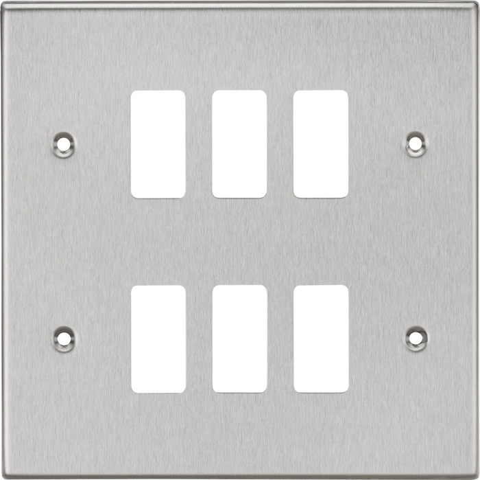 Knightsbridge MLA GDCS6BC 6G Grid Faceplate - Square Edge Brushed Chrome