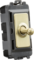 Knightsbridge MLA GDM01TOGBB 20AX 1G 2-way SP Grid Toggle Switch - brushed brass
