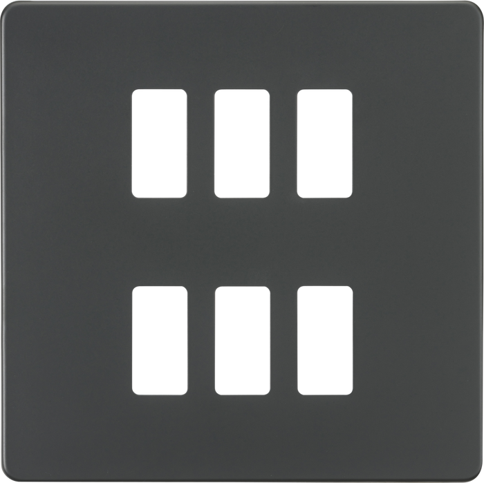Knightsbridge MLA GDSF006AT Screwless 6G grid faceplate - anthracite