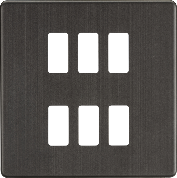 Knightsbridge MLA GDSF006SB Screwless 6G grid faceplate - smoked bronze