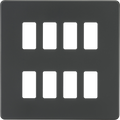 Knightsbridge MLA GDSF008AT Screwless 8G grid faceplate - anthracite