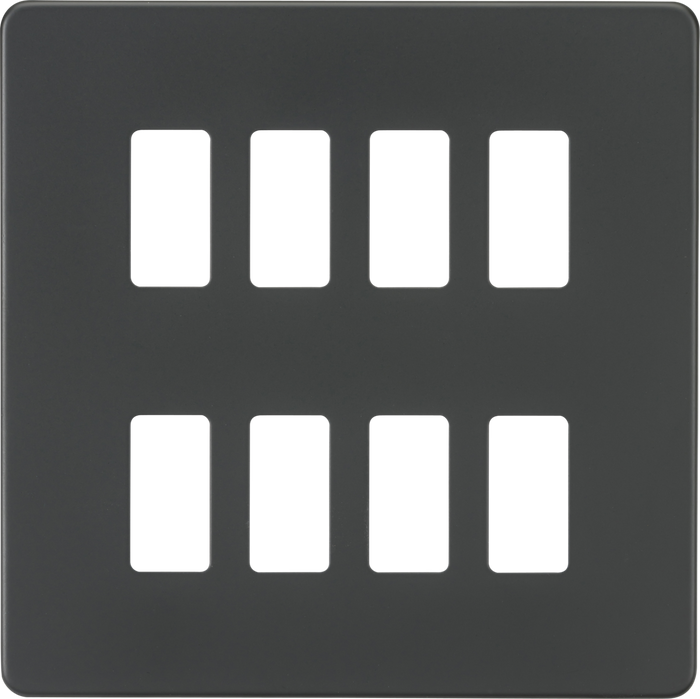 Knightsbridge MLA GDSF008AT Screwless 8G grid faceplate - anthracite