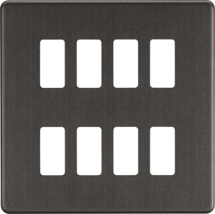 Knightsbridge MLA GDSF008SB Screwless 8G grid faceplate - smoked bronze