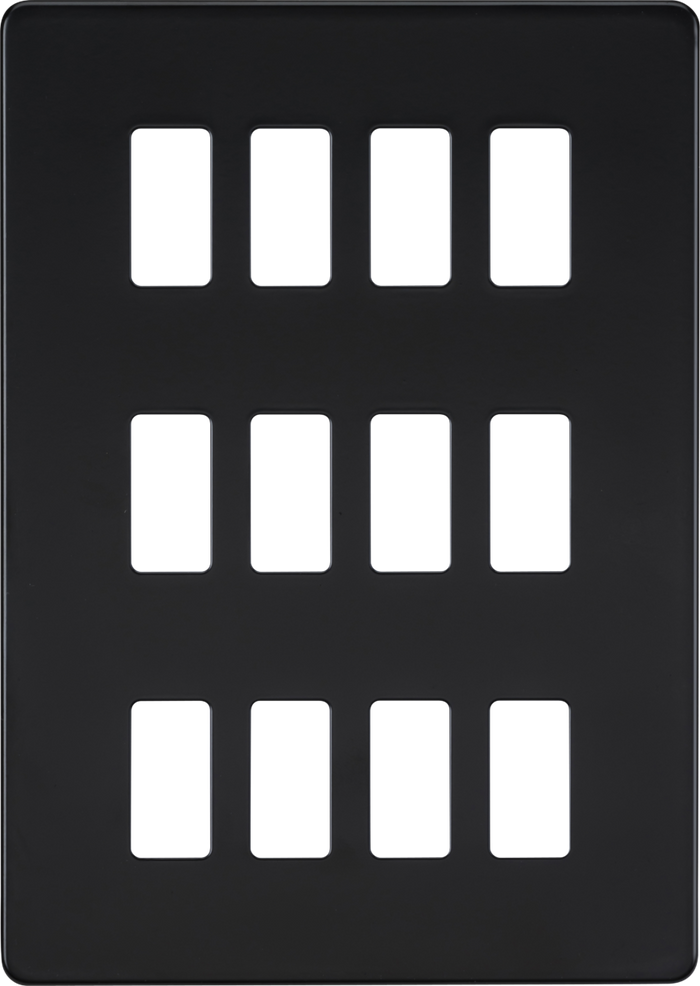Knightsbridge MLA GDSF012MB Screwless 12G grid faceplate - matt black