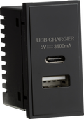 Knightsbridge MLA NETUSBCBK Dual USB Charger (3.1A) Module 25 x 50mm - Black