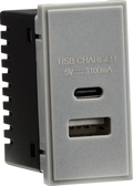 Knightsbridge MLA NETUSBCGY Dual USB Charger (3.1A) Module 25 x 50mm - Grey