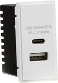 Knightsbridge MLA NETUSBCWH Dual USB Charger (3.1A) Module 25 x 50mm - White