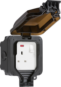 Knightsbridge MLA OP7N IP66 13A 1G DP switched socket with neon - Black
