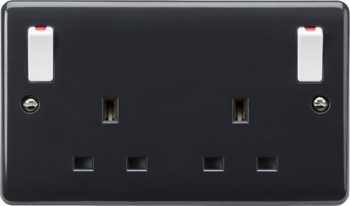 Knightsbridge MLA PM9001 13A 2G DP switched socket with white outboard rockers [Part M compliant]