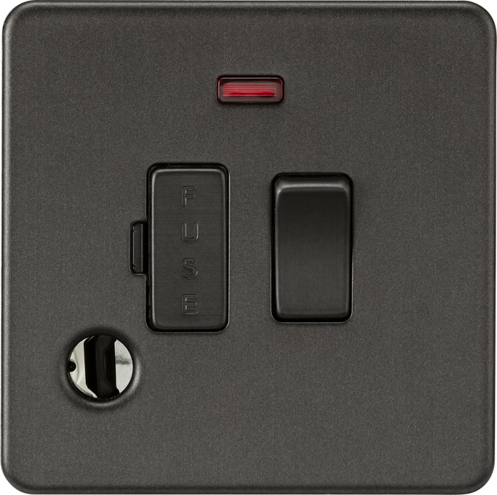 Knightsbridge MLA Screwless SF6300FSB 13A Switched Fused Spur with Neon and Flex Outlet - Smoked Bronze