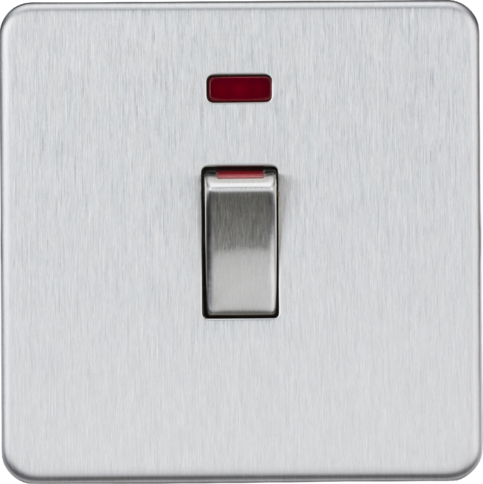 Knightsbridge MLA Screwless SF81MNBC 45A 1G DP switch with neon - brushed chrome