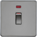 Knightsbridge MLA Screwless SF81MNBN 45A 1G DP switch with neon - black nickel