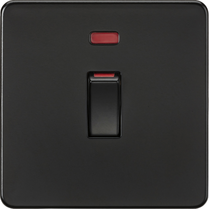 Knightsbridge MLA Screwless SF81MNMBB 45A 1G DP switch with neon - matt black