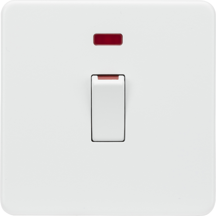 Knightsbridge MLA Screwless SF81MNMW 45A 1G DP switch with neon - matt white