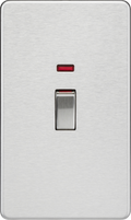Knightsbridge MLA Screwless SF82MNBC 45A 2G DP switch with neon - brushed chrome