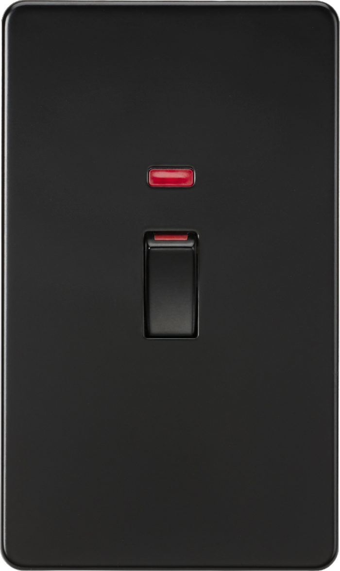 Knightsbridge MLA Screwless SF82MNMBB 45A 2G DP switch with neon - matt black