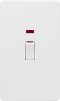 Knightsbridge MLA Screwless SF82MNMW 45A 2G DP switch with neon - matt white