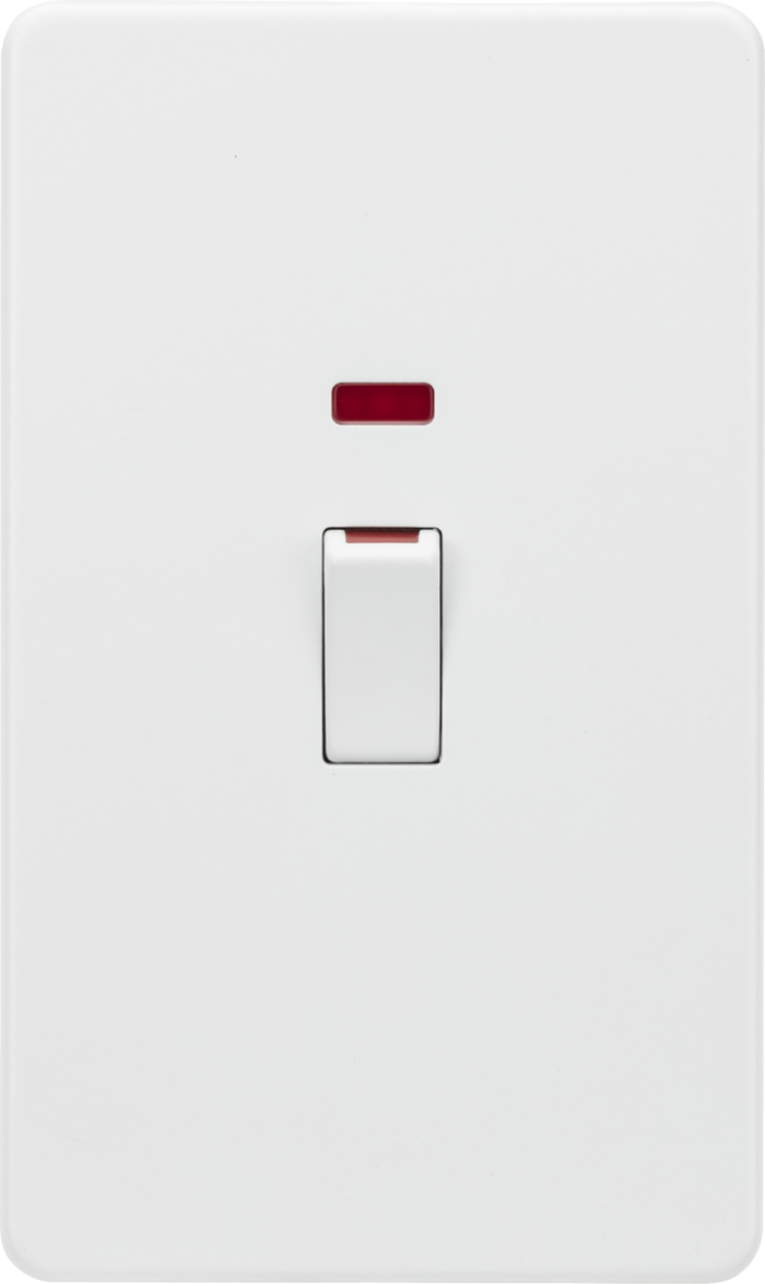 Knightsbridge MLA Screwless SF82MNMW 45A 2G DP switch with neon - matt white