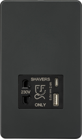 Knightsbridge MLA Screwless SF8909AT Shaver socket with dual USB A+C (5V DC 2.4A shared) - Anthracite