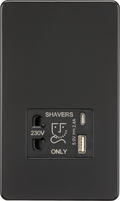 Knightsbridge MLA Screwless SF8909MB Shaver socket with dual USB A+C (5V DC 2.4A shared) - matt black